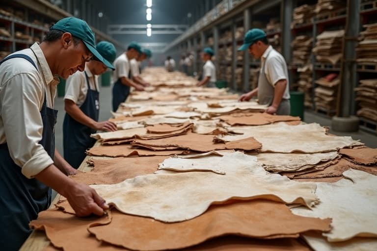 Illustrative hides handling and inspection imagery supplied for the website design